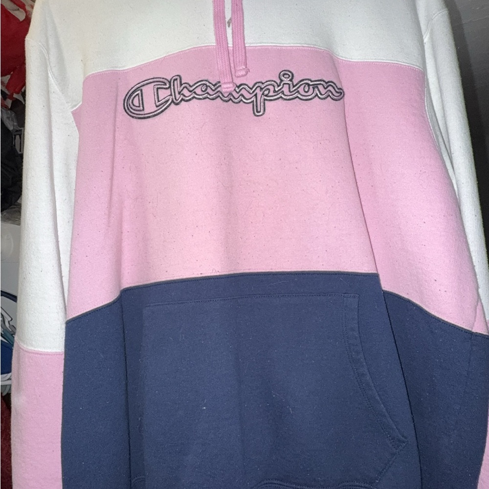 Champion Colorblock Pink and Navy Hoodie
